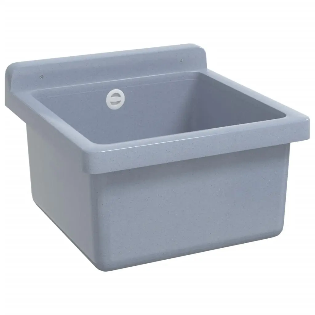 Wall Mounted Sink Basin 40x40x24cm Grey Resin Utility Kitchen Washbasin