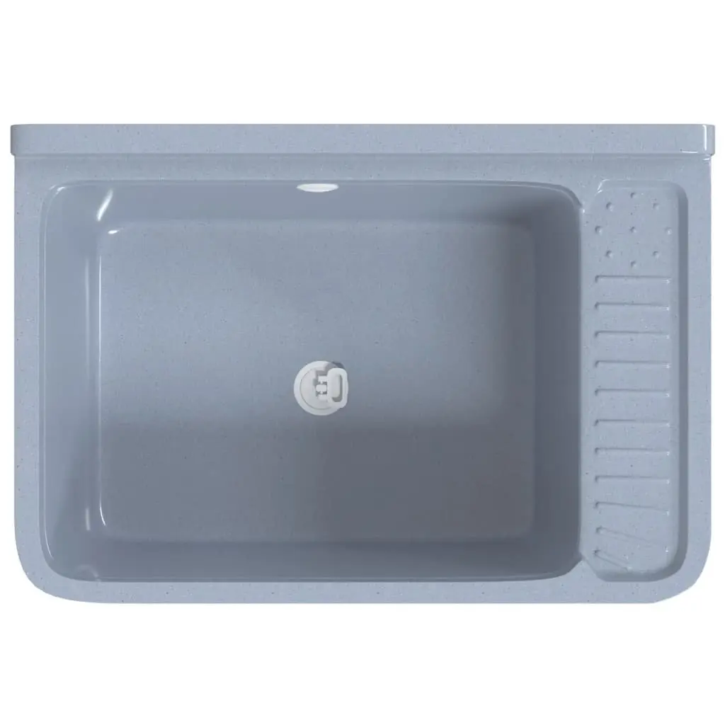 Grey Utility Sink Washbasin Wall Mounting Indoor Outdoor Garden Resin 60x40x28cm