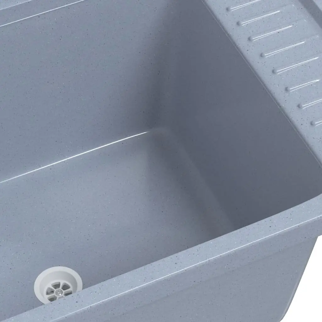 Grey Utility Sink Washbasin Wall Mounting Indoor Outdoor Garden Resin 60x40x28cm