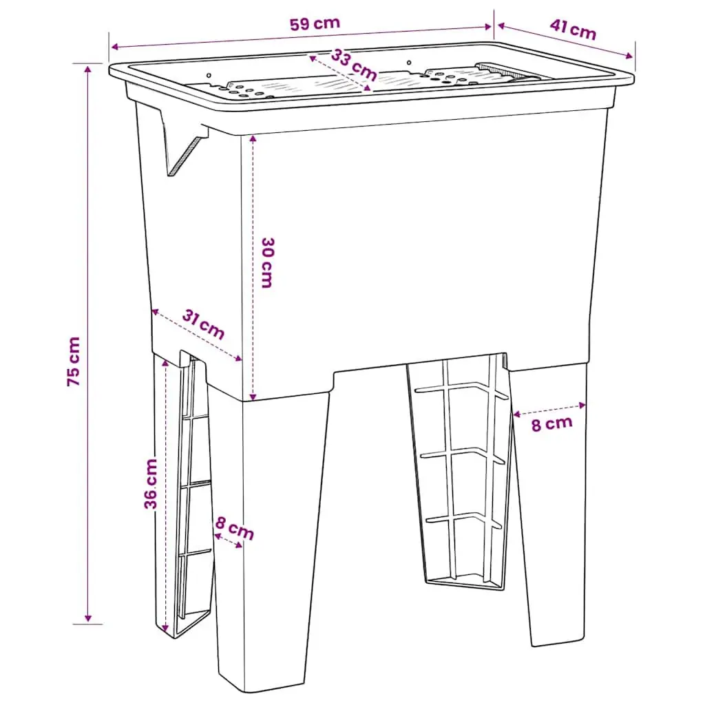 Laundry Tub White 59x41x75 cm Utility Sink Freestanding Basin Washboard