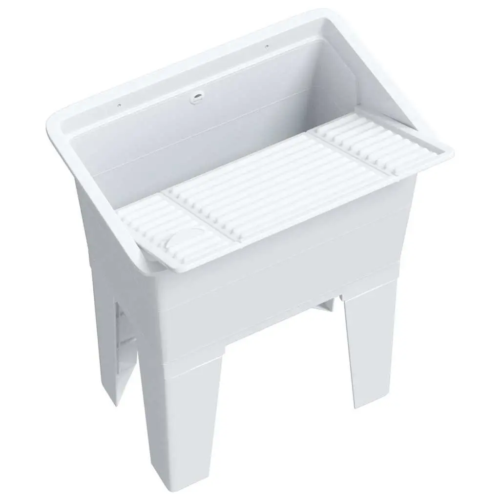 Laundry Tub White 59x41x75 cm Utility Sink Freestanding Basin Washboard