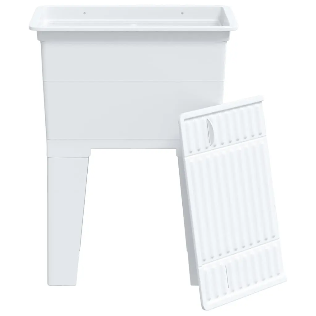Laundry Tub White 59x41x75 cm Utility Sink Freestanding Basin Washboard