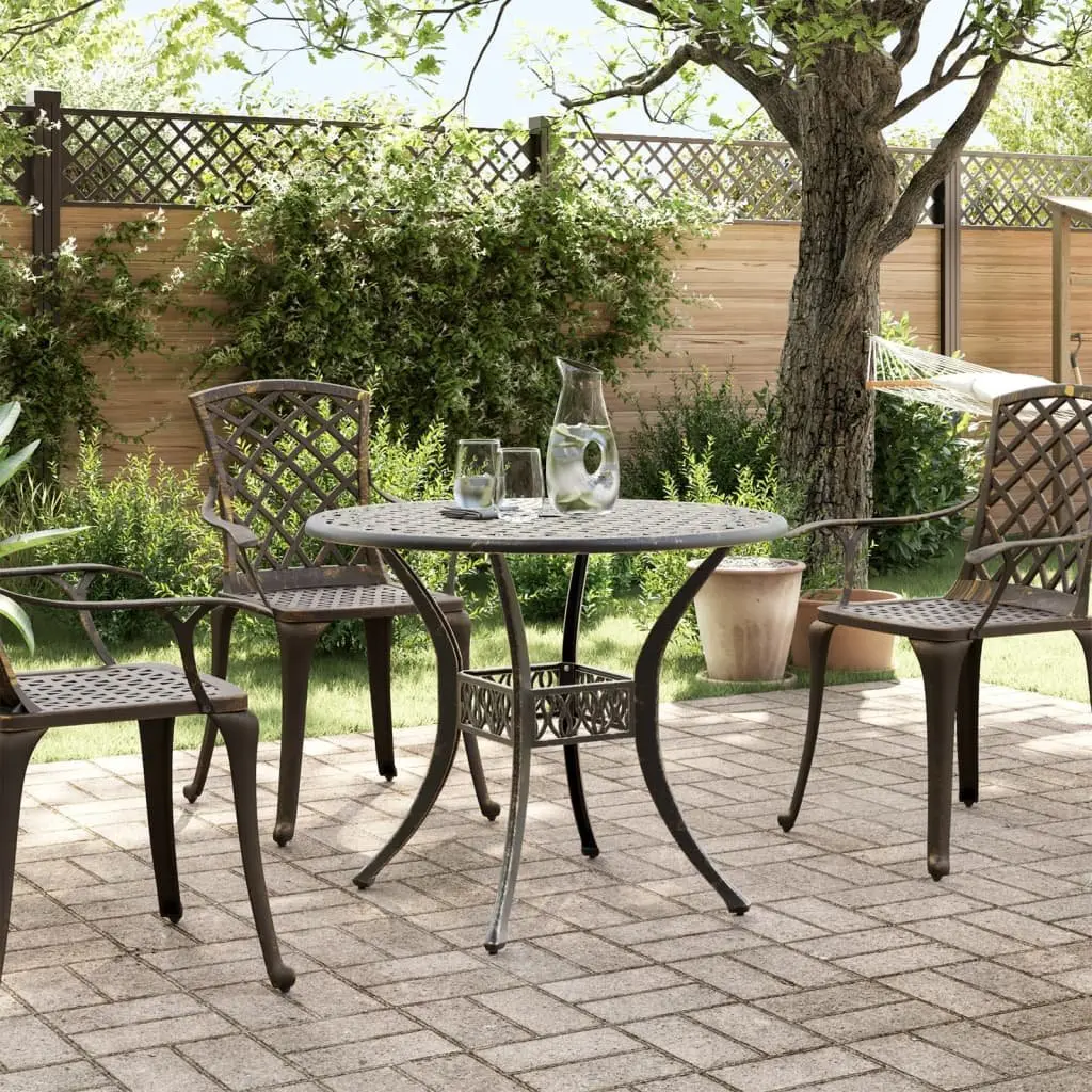 Garden Table Brown Round Outdoor Patio Furniture Ø90x75 cm