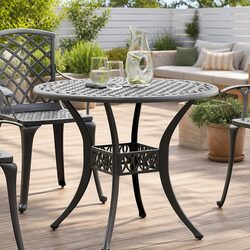 Practical Round Black Garden Table with Umbrella Hole