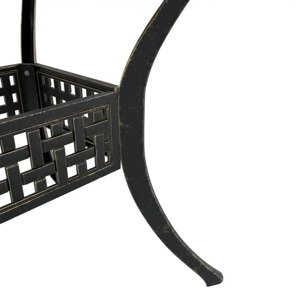 Garden Table 80x80x75cm Brown Cast Aluminium Outdoor Patio Furniture Umbrella