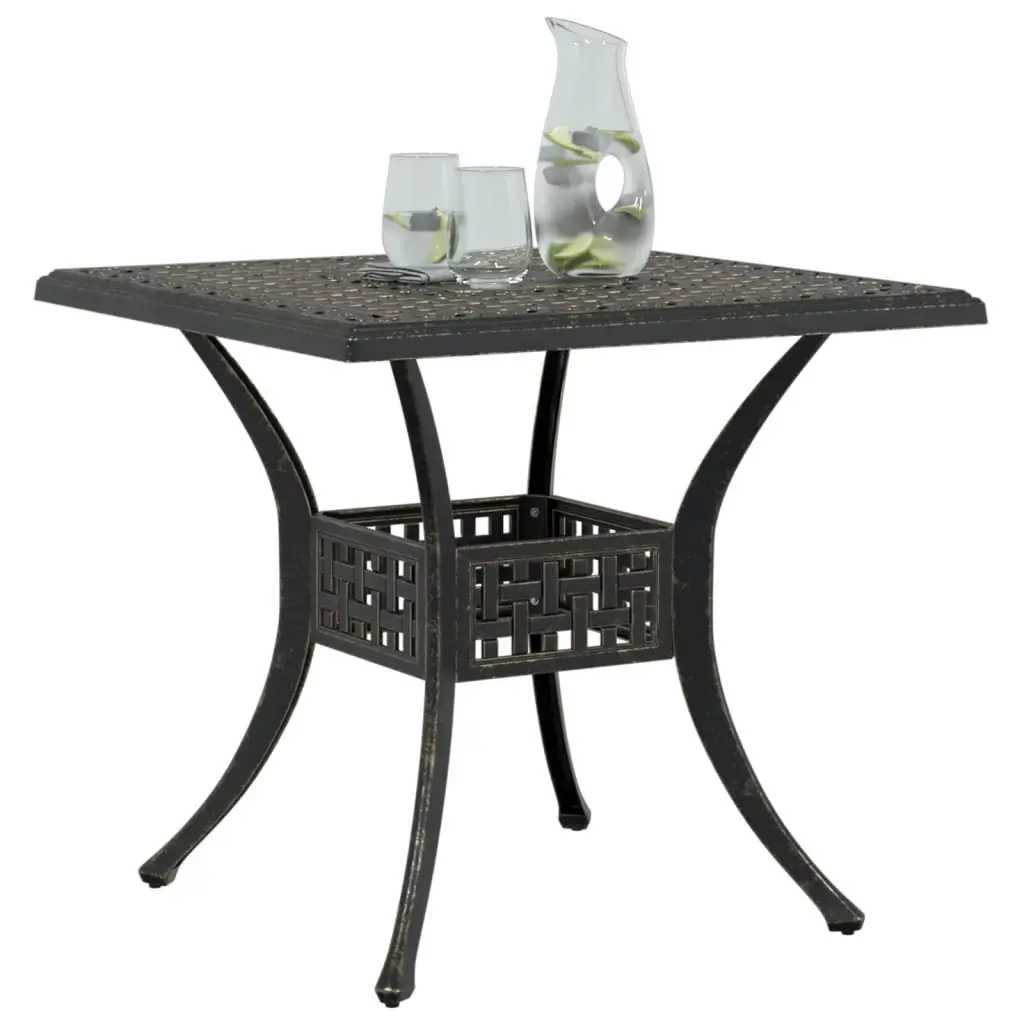 Garden Table 80x80x75cm Brown Cast Aluminium Outdoor Patio Furniture Umbrella
