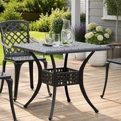 Durable Black Garden Table with Practical Umbrella Hole