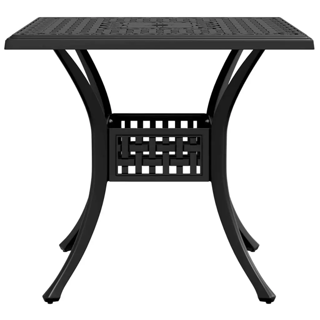 Garden Table Black Outdoor Patio Furniture Cast Aluminium 80x80x75 cm Umbrella