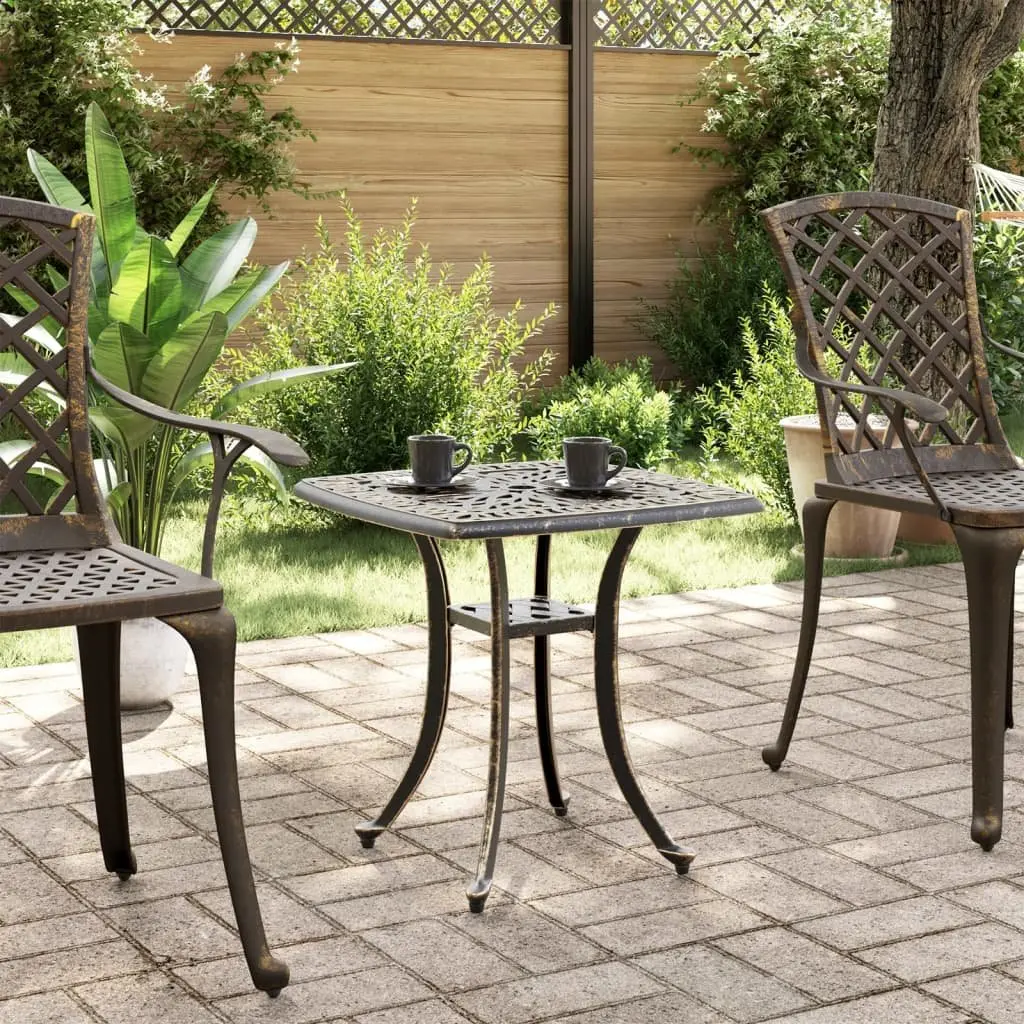 Garden Table Outdoor Patio Furniture 53cm Brown Cast Aluminium Umbrella Hole