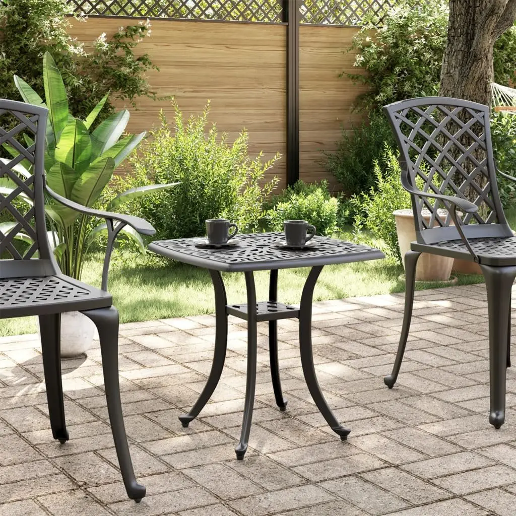Garden Table Umbrella Hole 53x53x53 cm Black Cast Aluminium Outdoor Patio Furniture