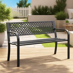 Reliable Black Garden Bench with Comfort Features