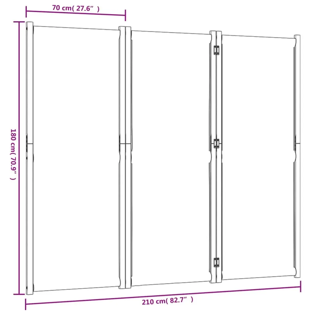 3-Panel Room Divider Privacy Screen 210x180 cm Grey Folding Partition Indoor