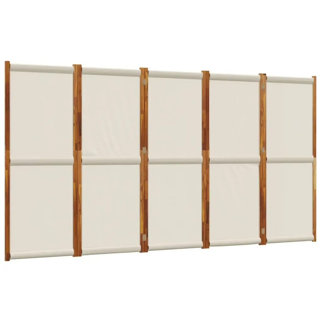 5-Panel Room Divider Privacy Screen 350 x 180 cm Grey Folding Indoor Outdoor Space Partition