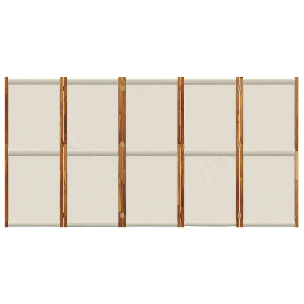 5-Panel Room Divider Privacy Screen 350 x 180 cm Grey Folding Indoor Outdoor Space Partition