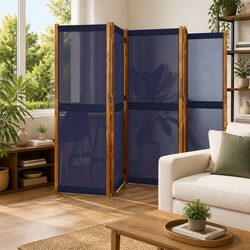 Durable 5-Panel Room Divider in Solid Acacia Wood