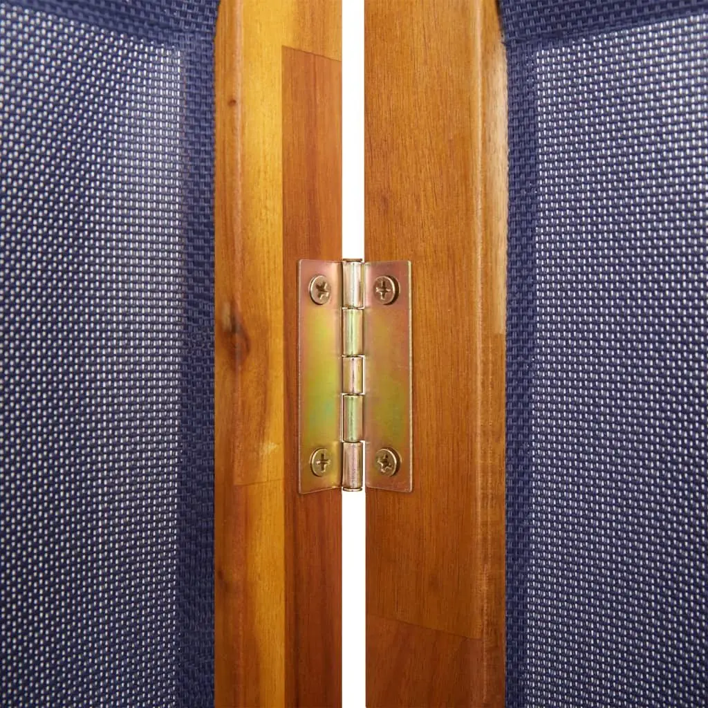 5-Panel Room Divider Screen Privacy Partition Folding Acacia Wood Blue