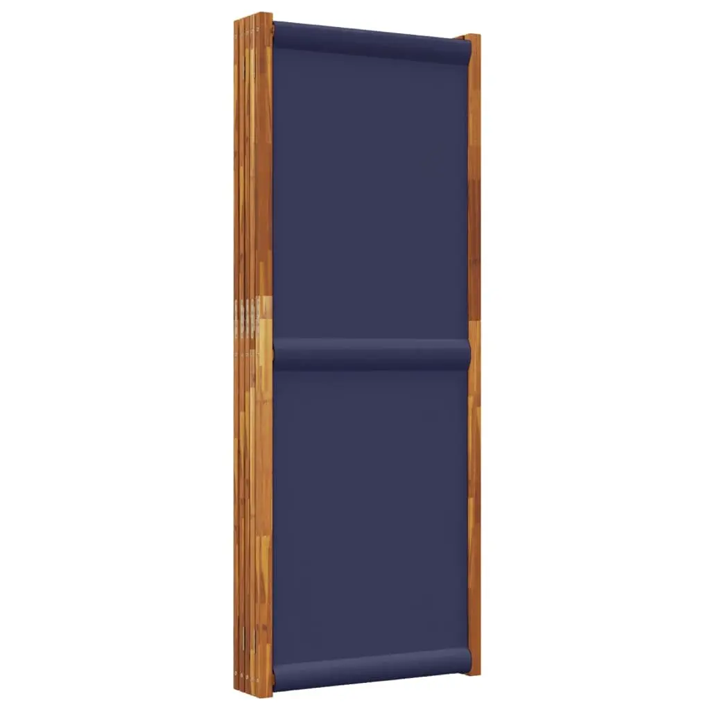 5-Panel Room Divider Screen Privacy Partition Folding Acacia Wood Blue