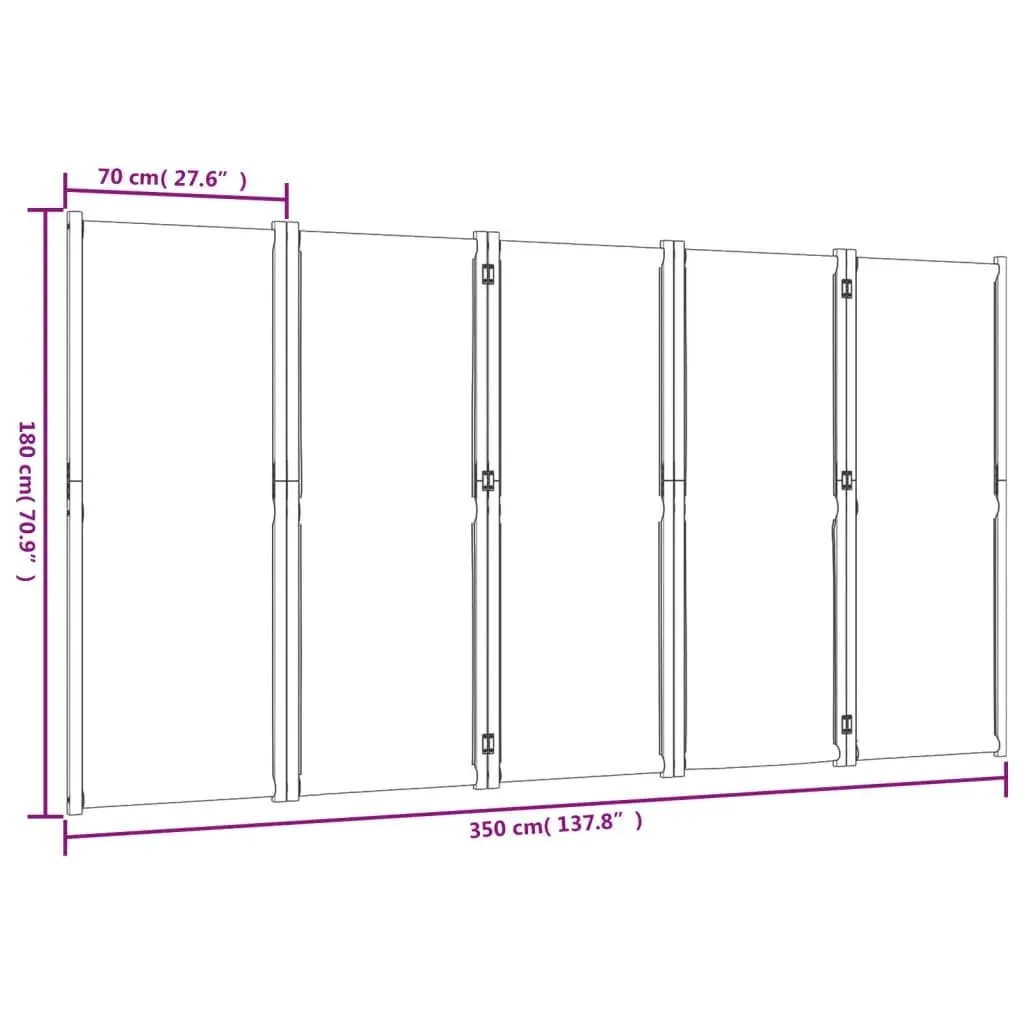 5-Panel Room Divider Screen Privacy Partition Folding Acacia Wood Blue