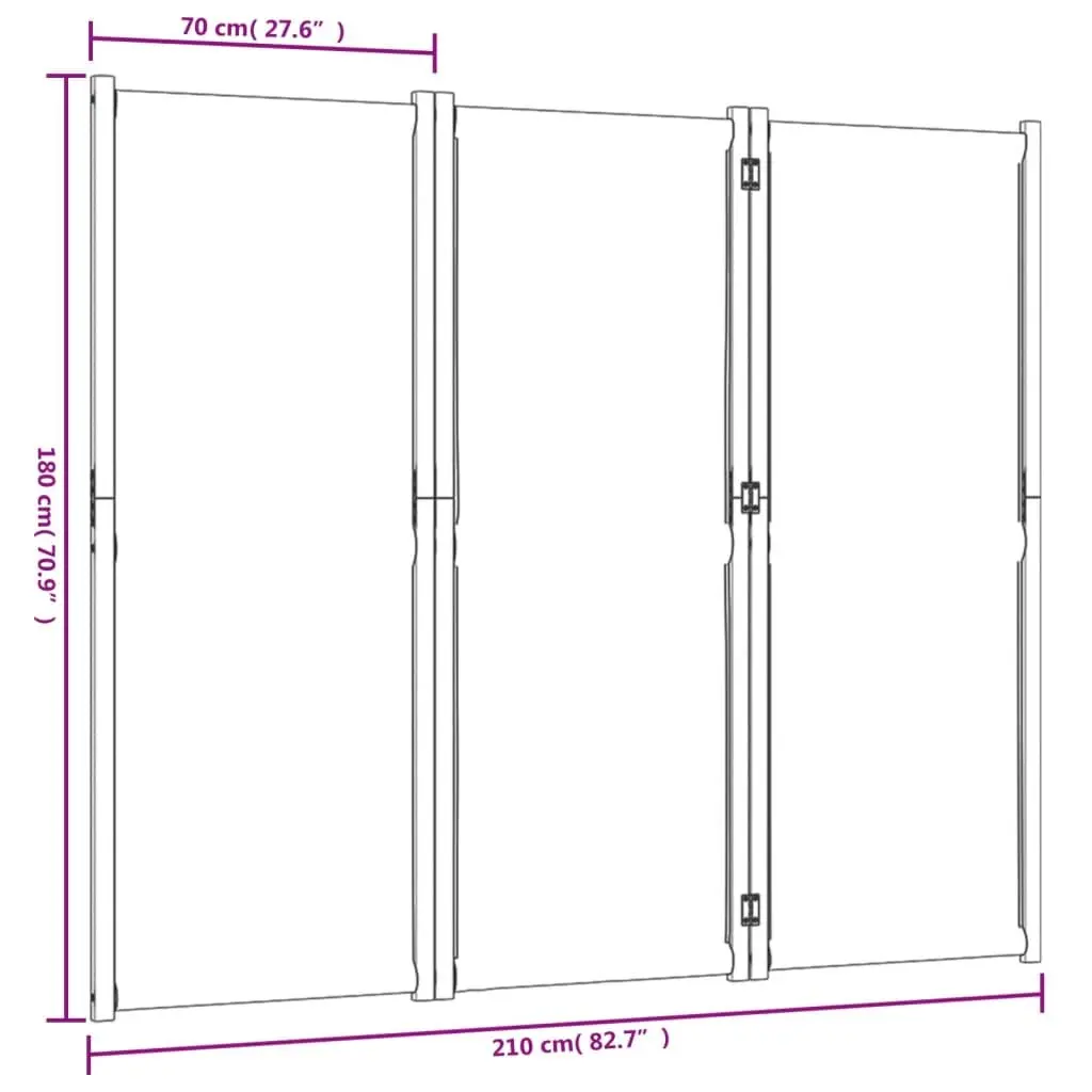 3-Panel Room Divider Privacy Screen 210x180cm Taupe
