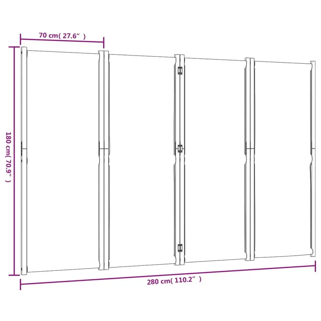4-Panel Room Divider Folding Privacy Screen Indoor Outdoor Space Partition Taupe 280 x 180 cm
