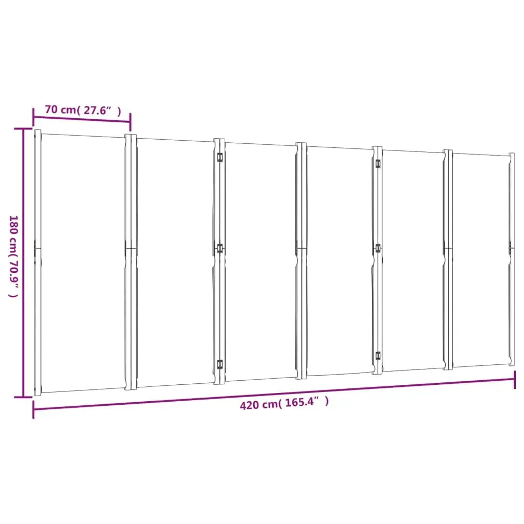 6-Panel Room Divider Privacy Screen Folding Partition Indoor Outdoor Taupe