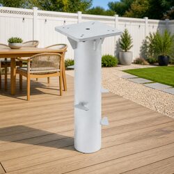 In-Ground Parasol Base Silver 16x16x39.5cm Steel Outdoor Umbrella Stand