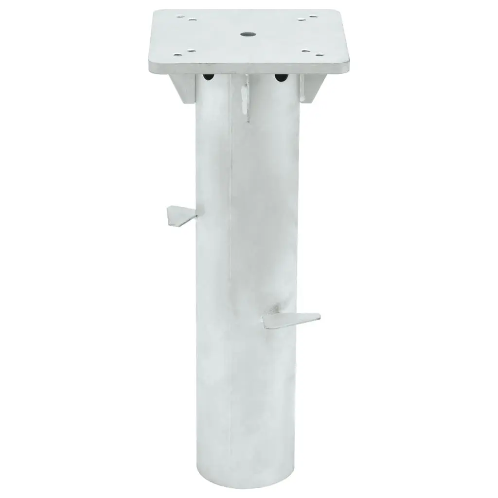 In-Ground Parasol Base Steel Outdoor Umbrella Stand 16x16x39.5cm Silver