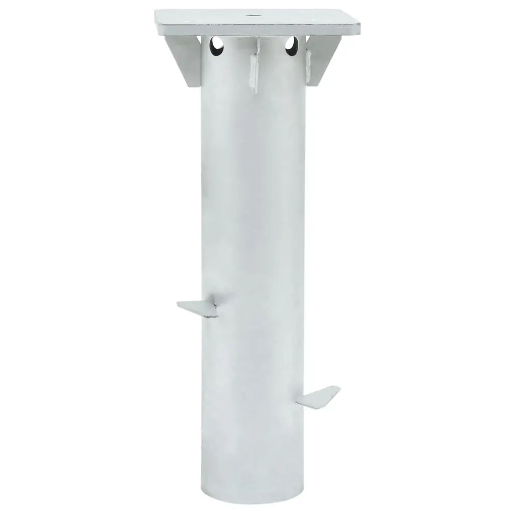 In-Ground Parasol Base Steel Outdoor Umbrella Stand 16x16x39.5cm Silver