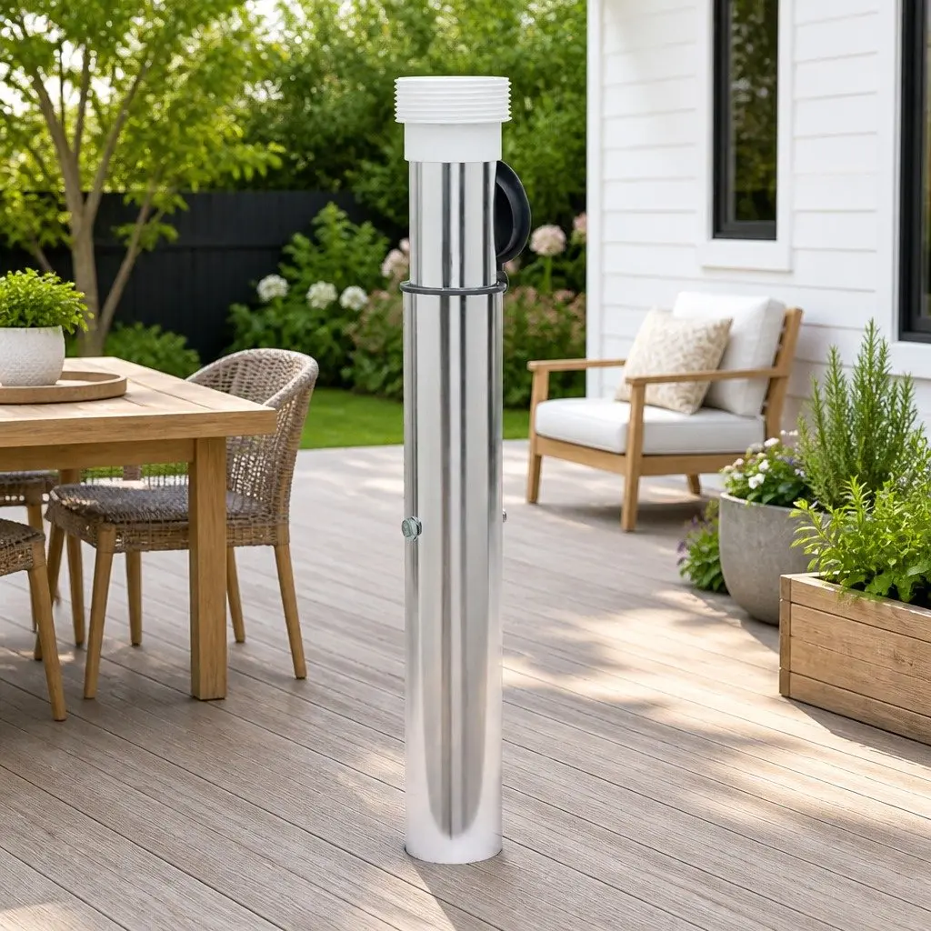 In-Ground Parasol Base Outdoor Umbrella Socket 40-50mm Silver Anodized