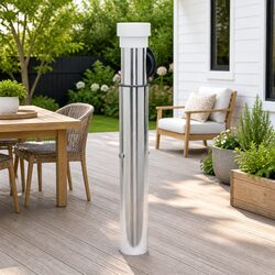 In-Ground Parasol Base 40-50mm Pole Outdoor Umbrella Socket Silver Anodized