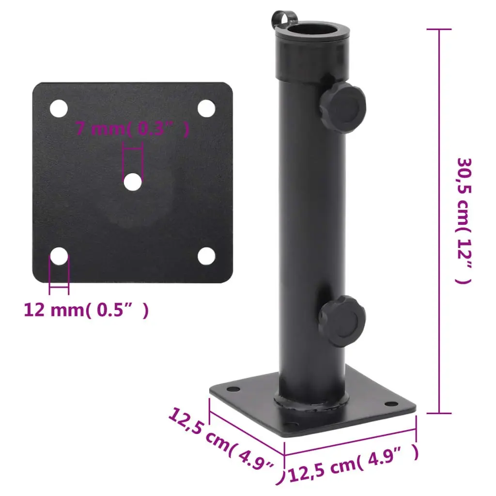 Parasol Base Outdoor Umbrella Stand Steel 38mm 48mm Pole Matt Black