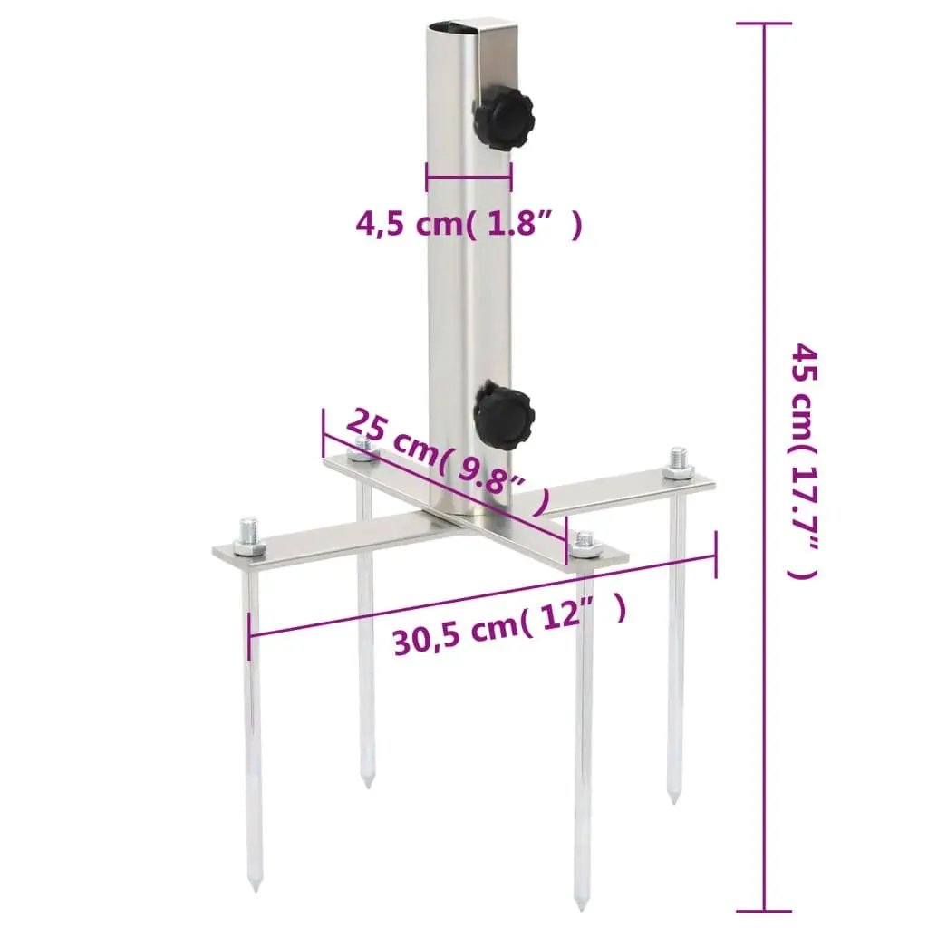 Parasol Base Steel Outdoor Umbrella Stand Adjustable Size Silver
