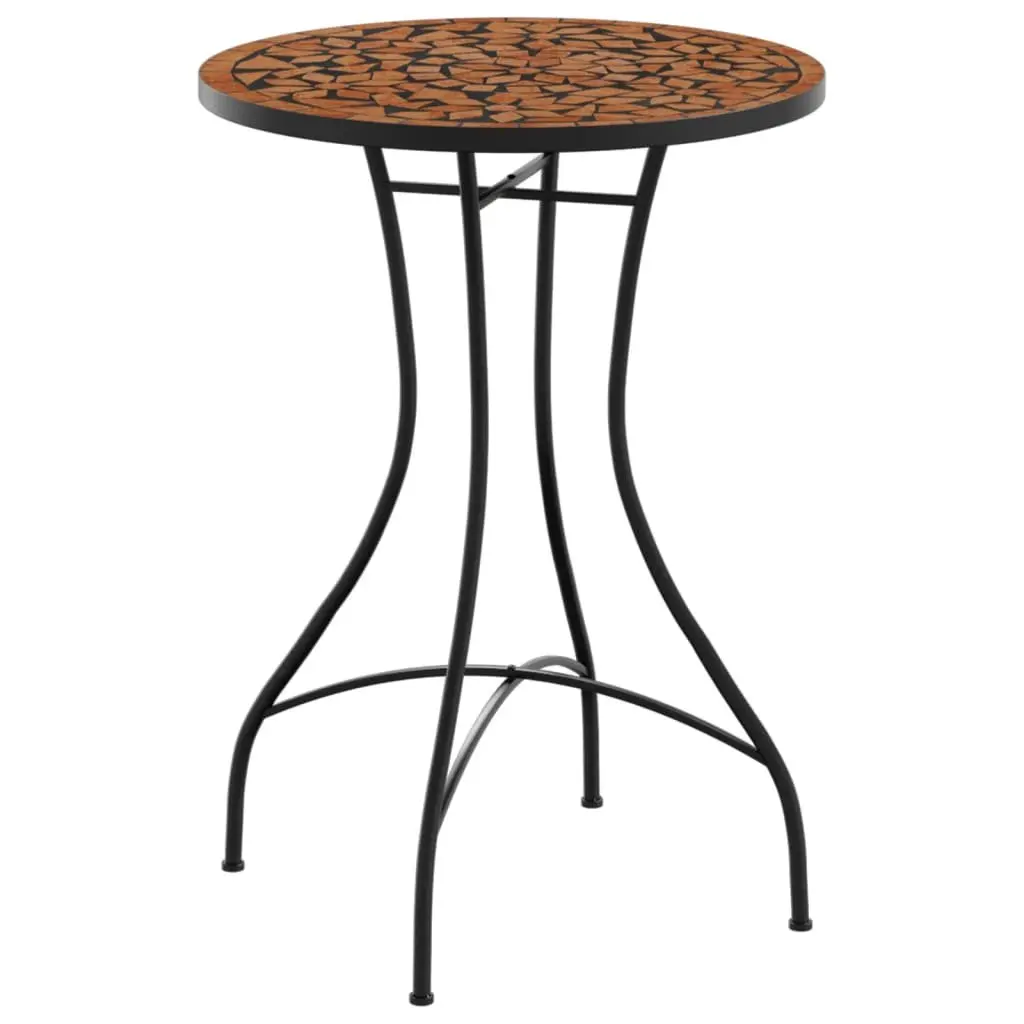 Mosaic Bistro Table with Orange Ceramic Top