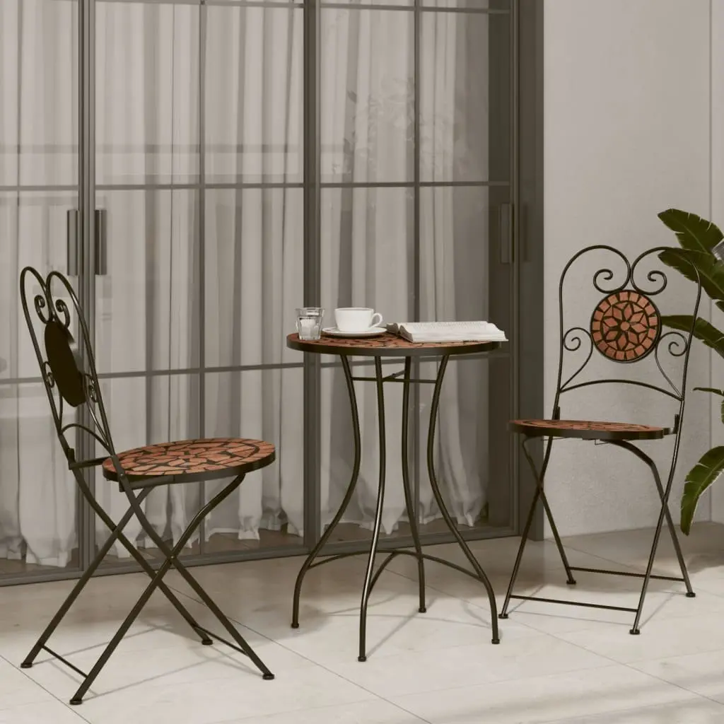 Mosaic Bistro Table with Orange Ceramic Top