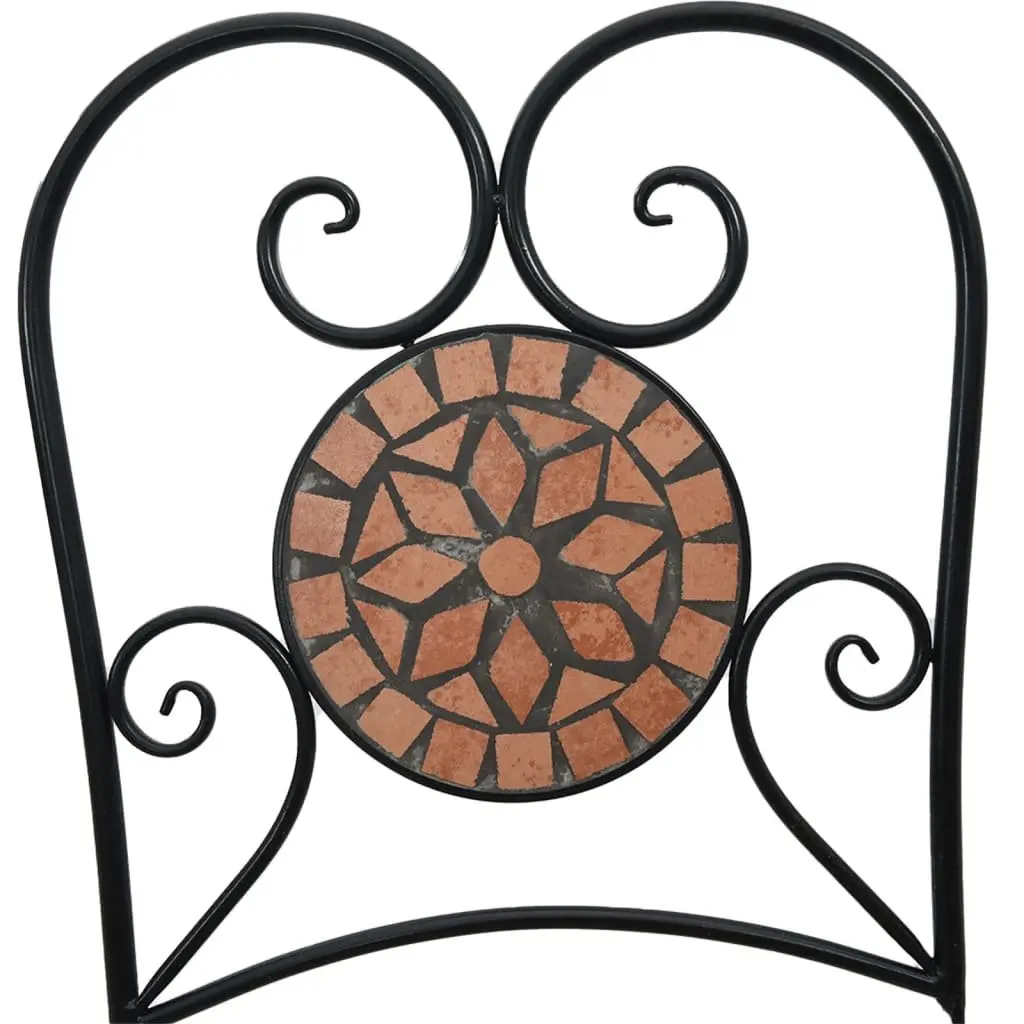 Bistro Chairs Foldable Garden Patio Seating 2 pcs Orange Ceramic Mosaic
