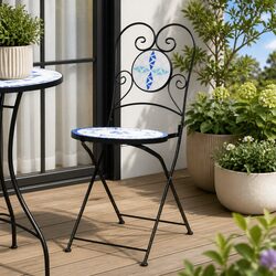 Foldable Bistro Chairs 2 Pack Mosaic Style for Garden Seating