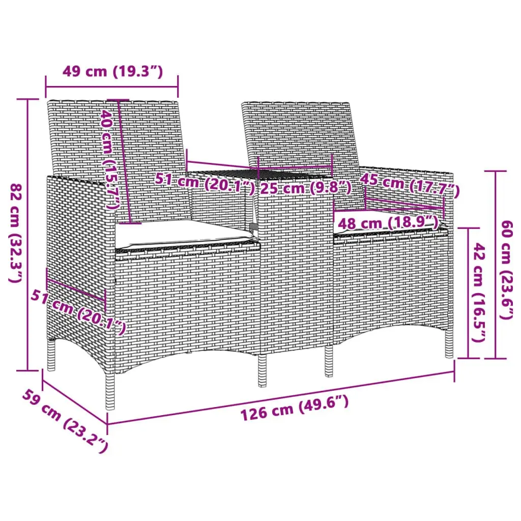 2-Seater Garden Sofa Set