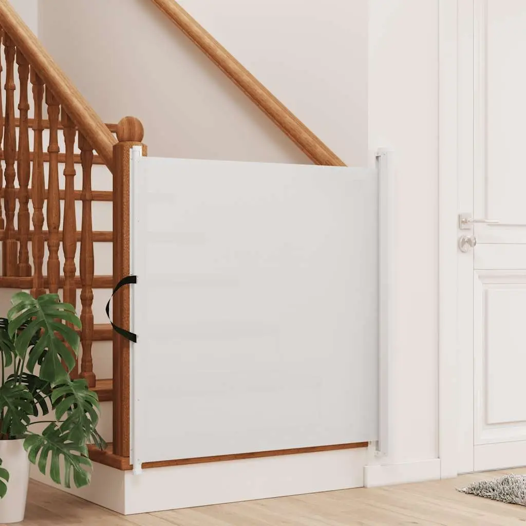 Retractable Pet Gate Dog Safety Barrier 102.5x125 cm White Indoor Fence