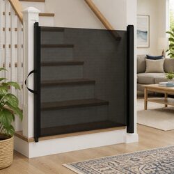 Black Retractable Pet Gate - Safety Barrier 82.5 x 125 cm
