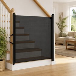 Reliable Retractable Pet Gate 117.5x125cm Black for Pets