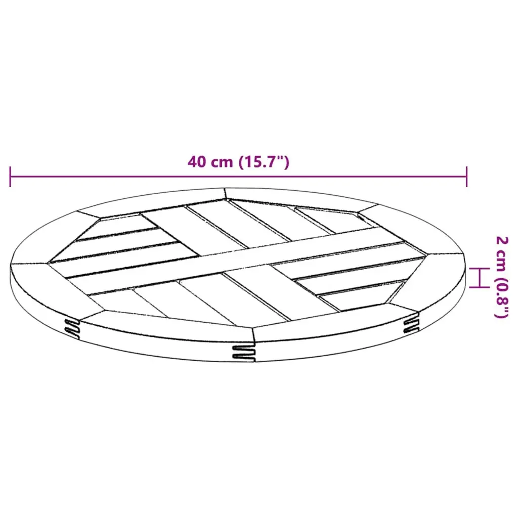 Round Solid Acacia Wood Table Top Ø40x2 cm