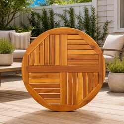 Solid Acacia Wood Round Table Top Ø70x2 cm for Home Use