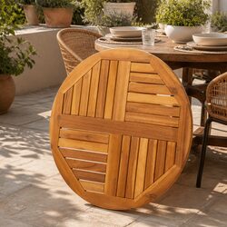 Solid Acacia Wood Round Table Top Ø70x2 cm for Home Use