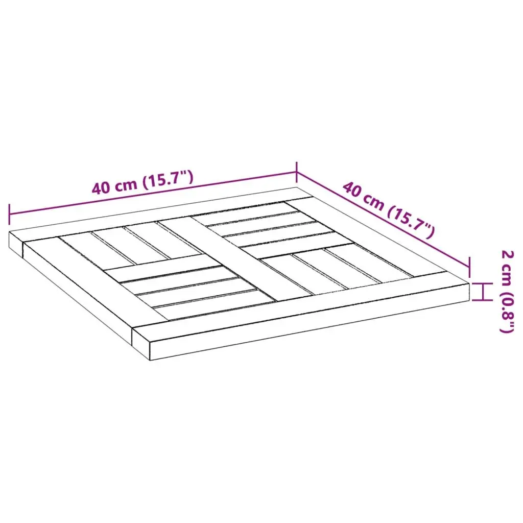 Square Table Top 40x40x2cm Solid Wood Acacia Replacement Dining Garden Furniture