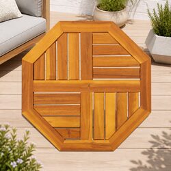 Octagonal Wooden Table Top 50x50x2 cm Brown Garden Dining Furniture Replacement