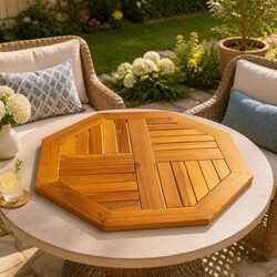 Octagonal Wooden Table Top: Practical Outdoor Solution 60x60x2cm