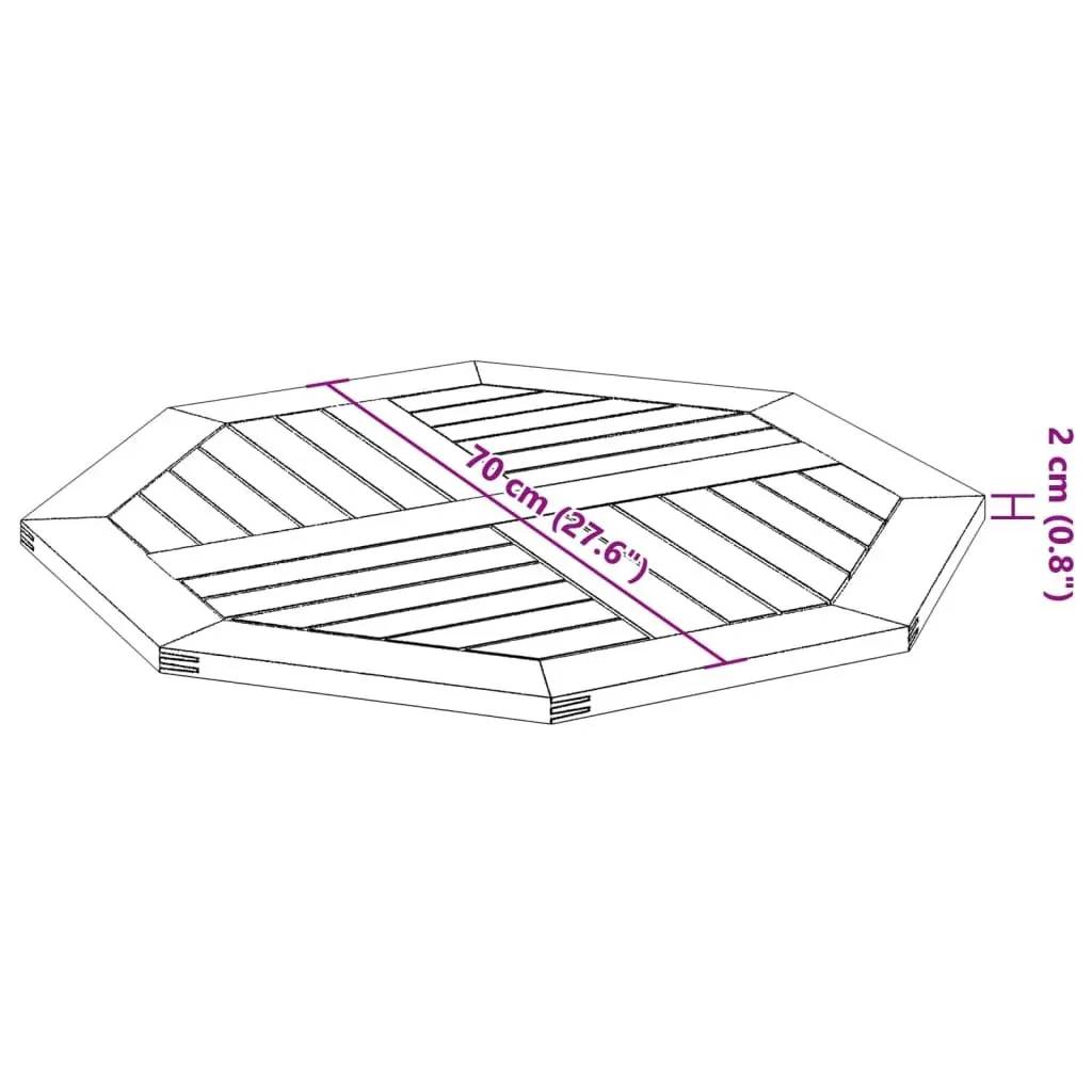 Octagonal Acacia Wood Table Top 70x70 cm