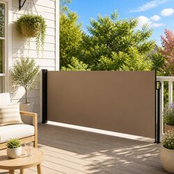 Practical Taupe Retractable Side Awning for Shade and Privacy