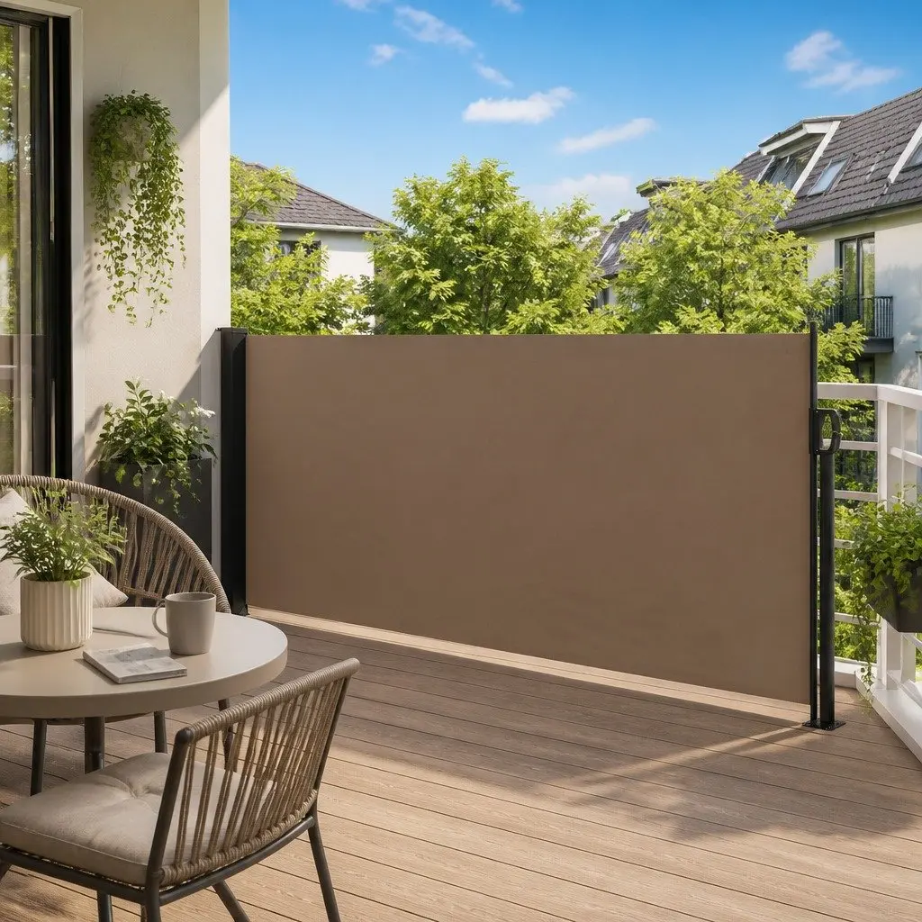 Retractable Side Awning Privacy Screen Outdoor Garden Patio Balcony 117x300cm Taupe