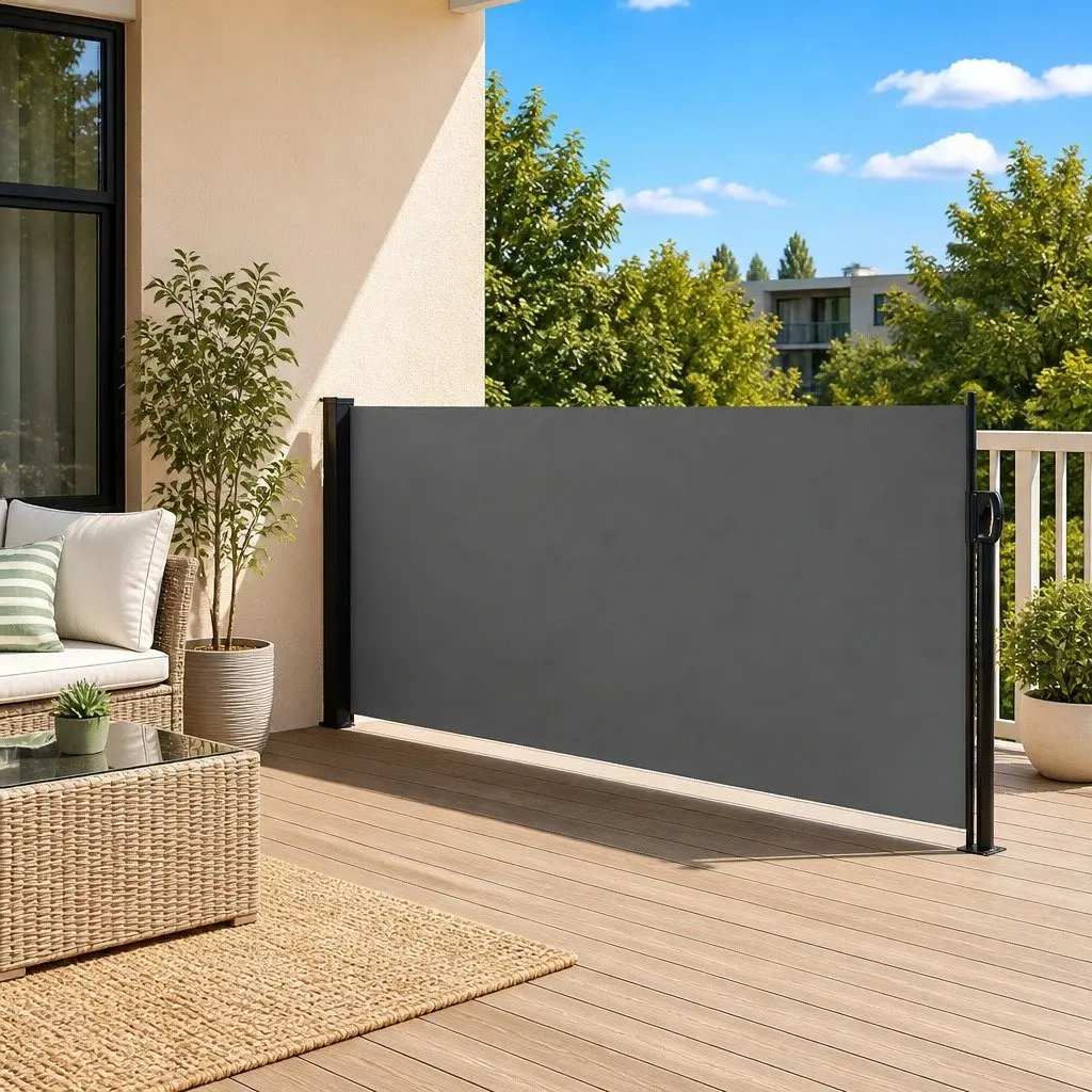 Retractable Awning Privacy Screen 117x300cm Garden Shade Anthracite Outdoor Patio Shelter